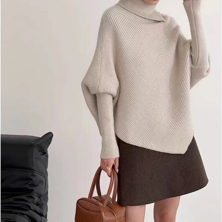 Irregular Turtleneck Sweater Women's Top