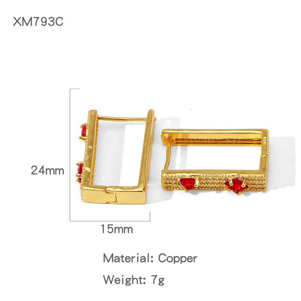 Summer Electroplated Irregularly Shaped Diamond-Studded Trendy Earrings