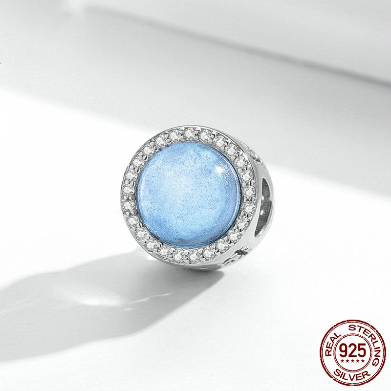 925 Silver Christmas Eve Snow Scene Glass Diy Beads