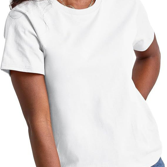 Loose Solid Color Short Sleeve Women's Summer Casual Crew Neck Top
