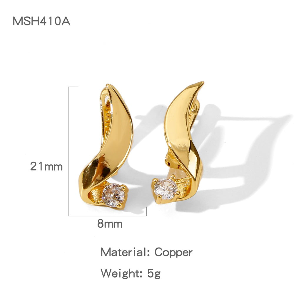 Summer Electroplated Irregularly Shaped Diamond-Studded Trendy Earrings