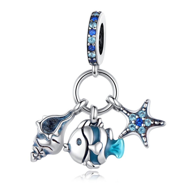 Fashion White Copper Silver Plated DIY Bracelet Jewelry Accessories Beads Pendant