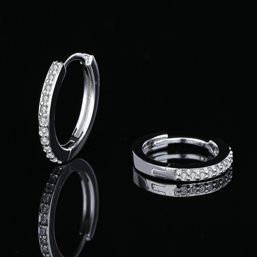 S925 Sterling Silver Earrings With Diamond Accents