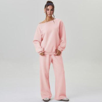 Oblique Shoulder Design Sense Amazon Sports Style Leisure Two-piece Set