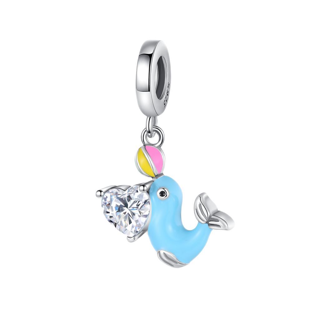 Fashion White Copper Silver Plated DIY Bracelet Jewelry Accessories Beads Pendant