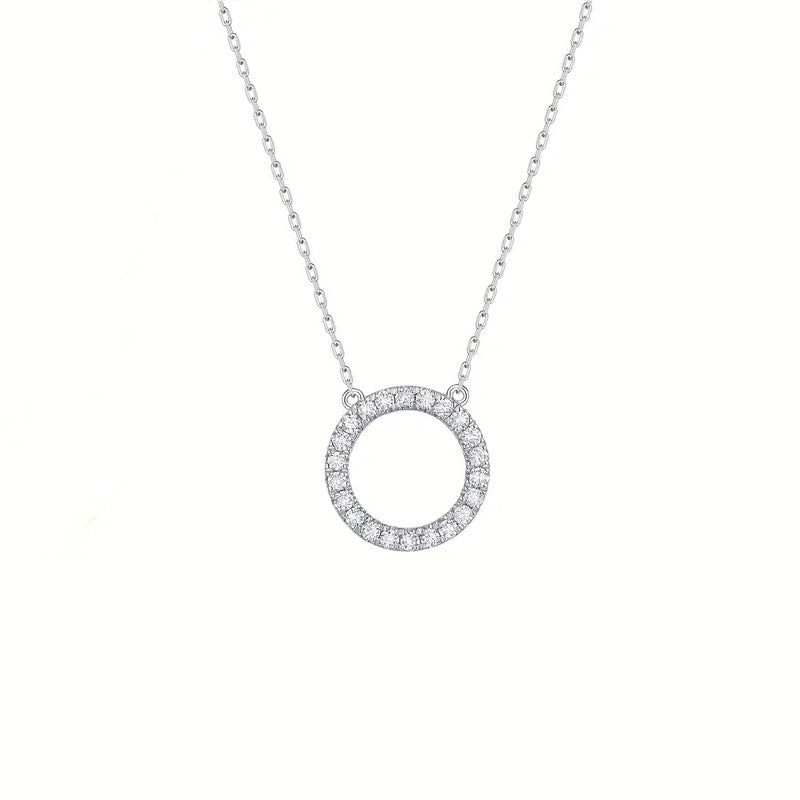 Womens Fully Diamond-studded Round Necklace Jewelry
