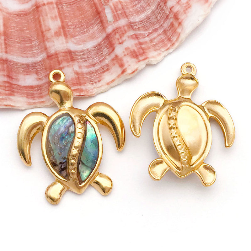 Stainless Steel Marine Beach-Style Artificial White Shell And Colored Shell Pendant