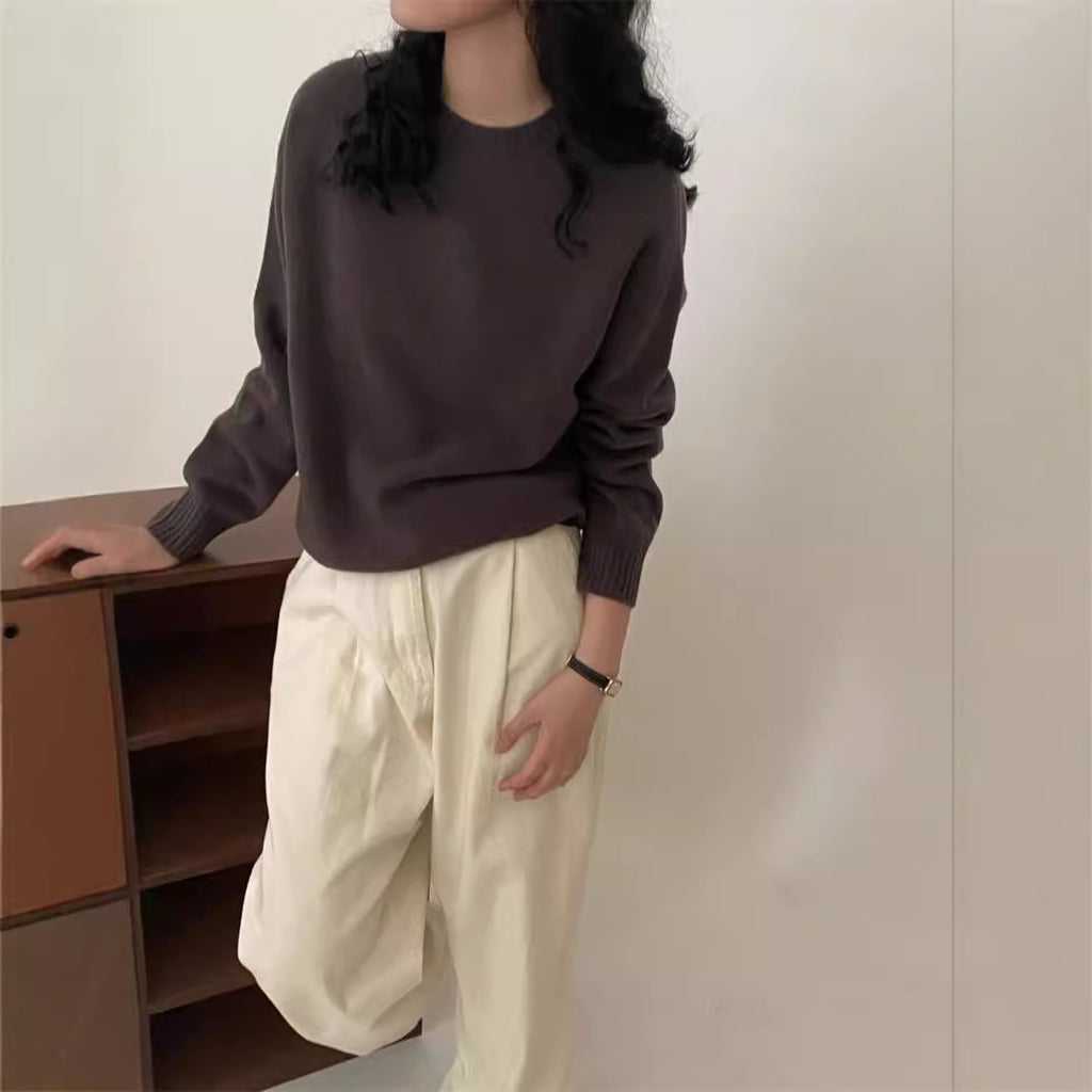 Women's Pure Wool Soft Glutinous Sweater Loose Pullover