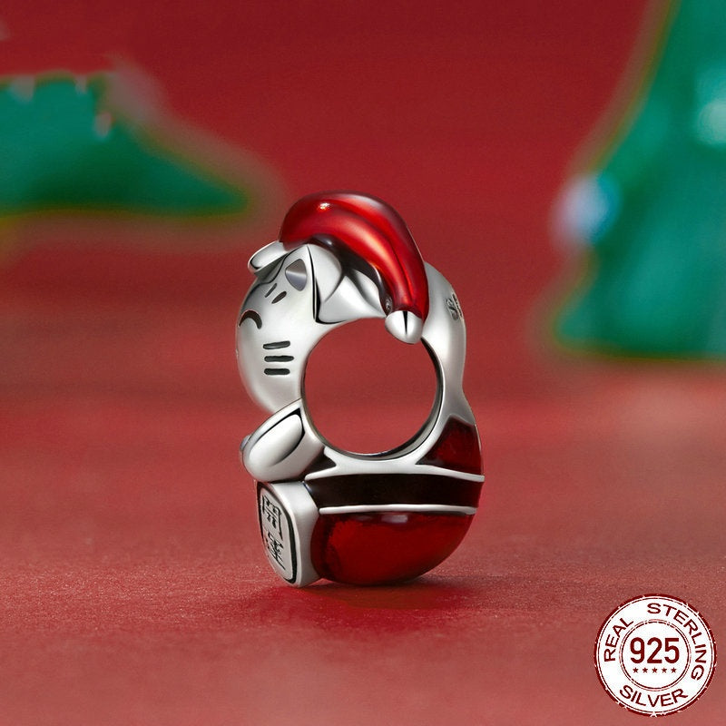 S925 Silver Diy Lucky Cat Bracelet String Beads