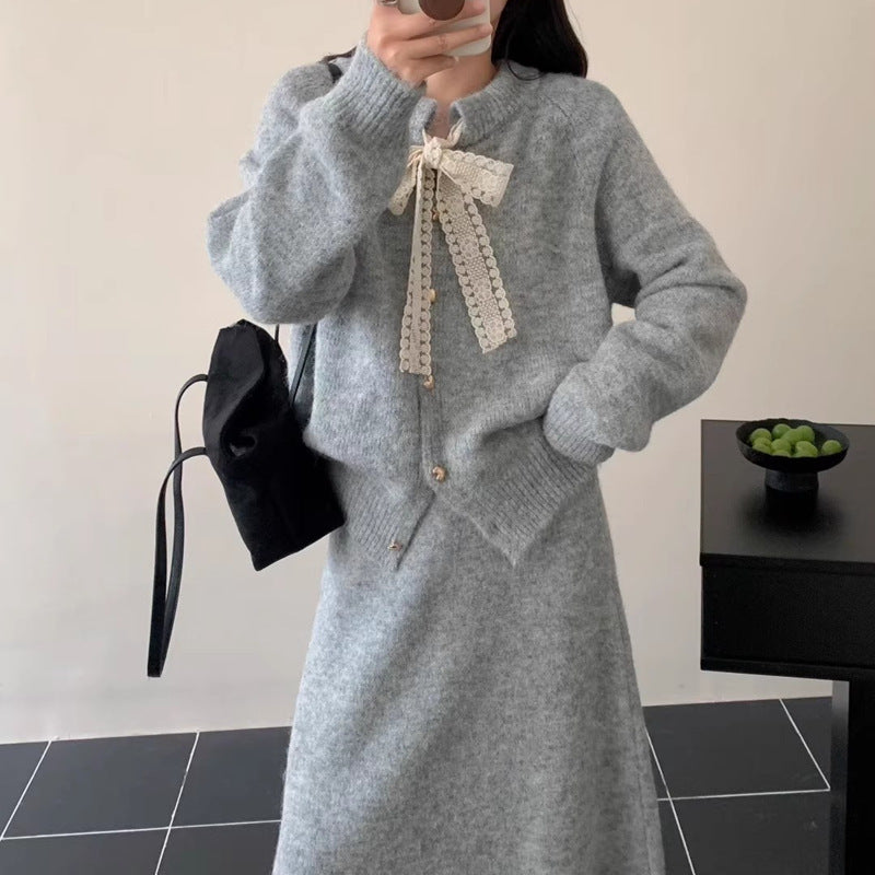 Loose And Lazy Style Solid Color Two-piece Set