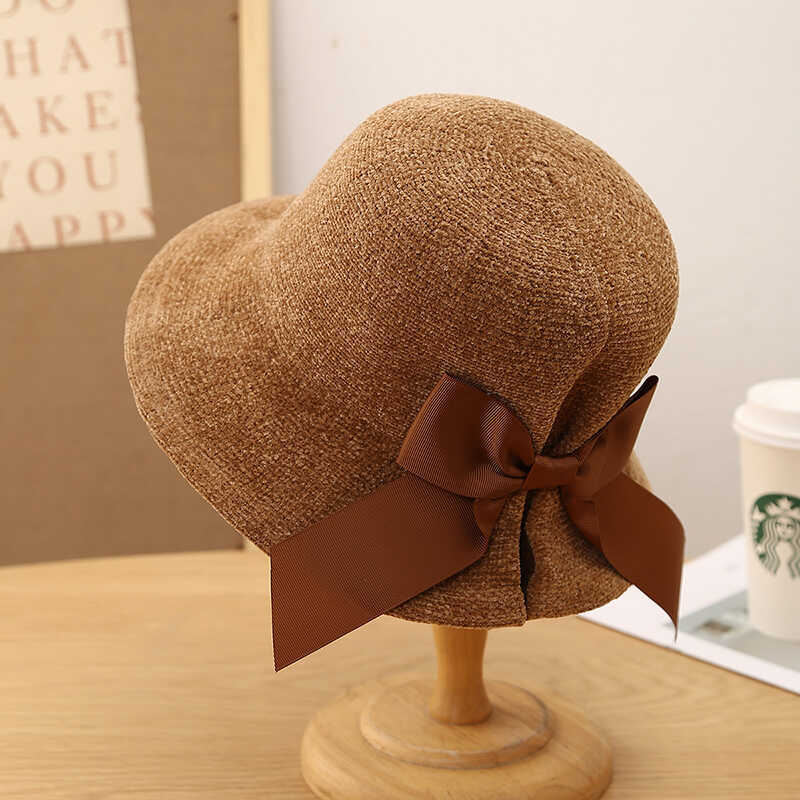 Womens Japanese-style Versatile Bow-knot Fisherman Hat For Fall And Winter
