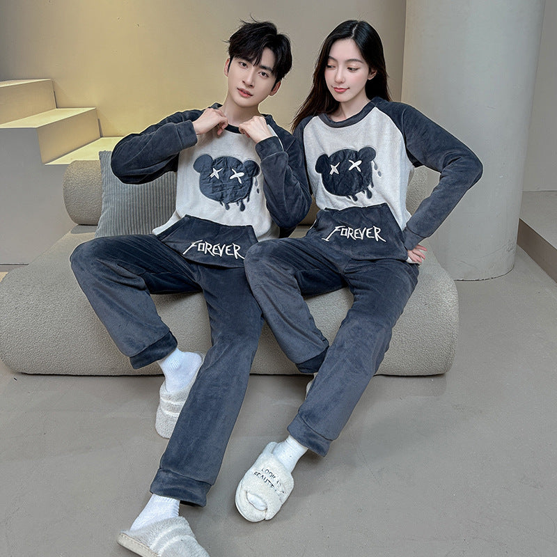 Coral Fleece Couple Plus Size Pajamas For Women