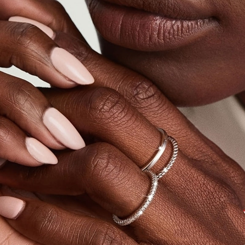 Womens Fashion Copper Ring With Zircon Inlay