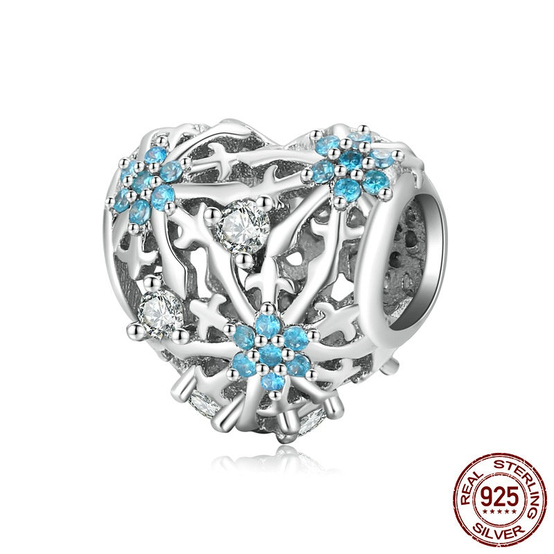 Sterling Silver Snowflake Heart DIY Bead Scattered Beads