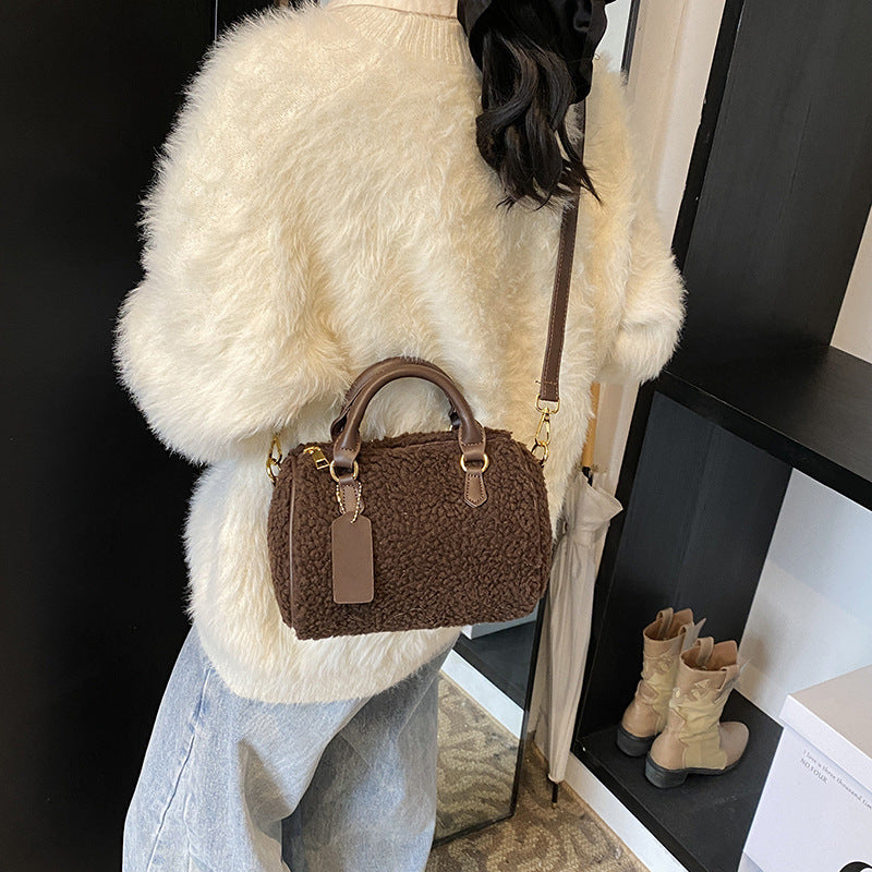 Lamb-Mohair Casual Versatile And Sophisticated Shoulder Or Crossbody Bag
