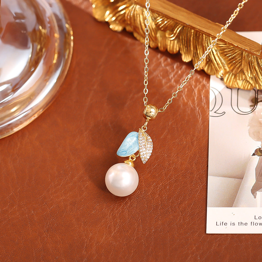 Camellia Drop Oil Pearl Necklace High-end Fashion