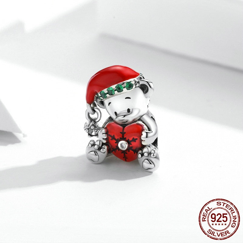 Christmas Bear Charm Beads 925 Silver Diy Beads