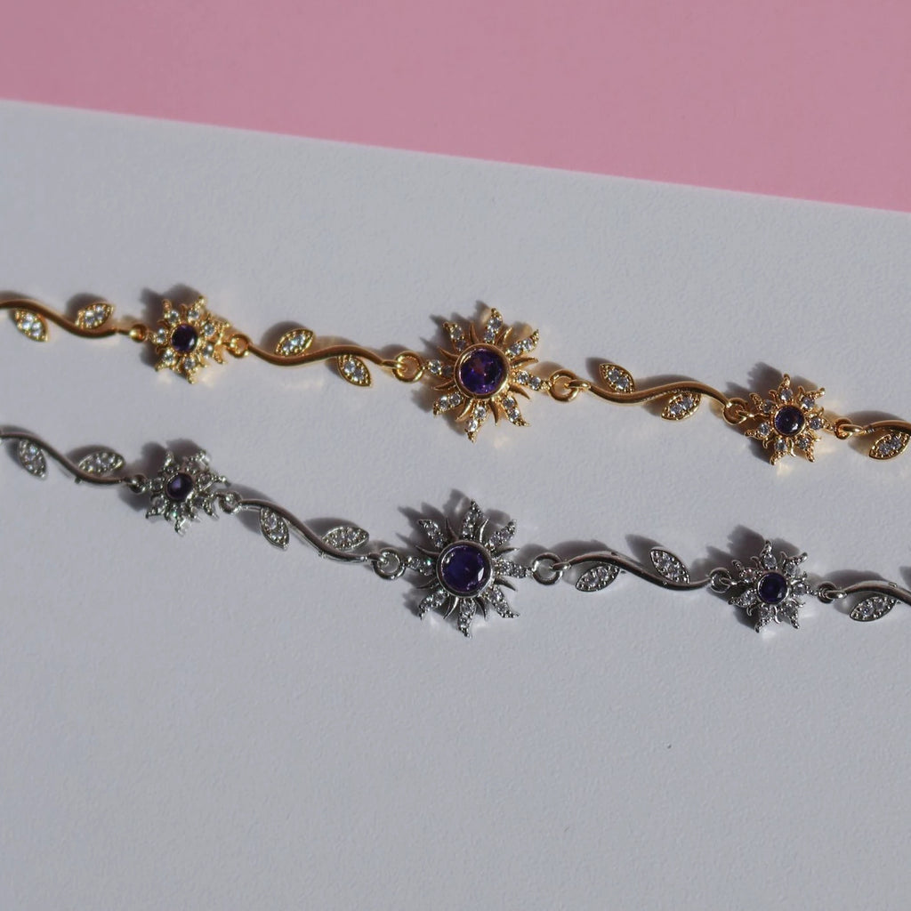 Fresh And Sweet Floral Purple Sunflower Princess-style Niche Bracelet For Women