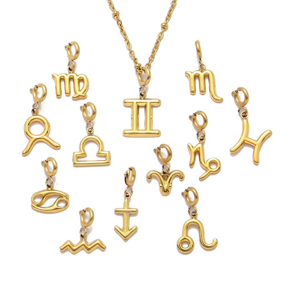 12 Zodiac Signs Fade-resistant Titanium Steel DIY Detachable Pendant