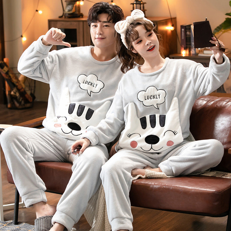 Coral Fleece Couple Plus Size Pajamas For Women