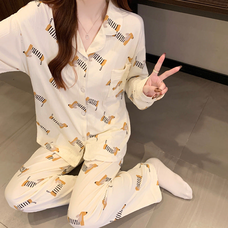 Sausage Dog Japanese Cartoon Pajamas For Women