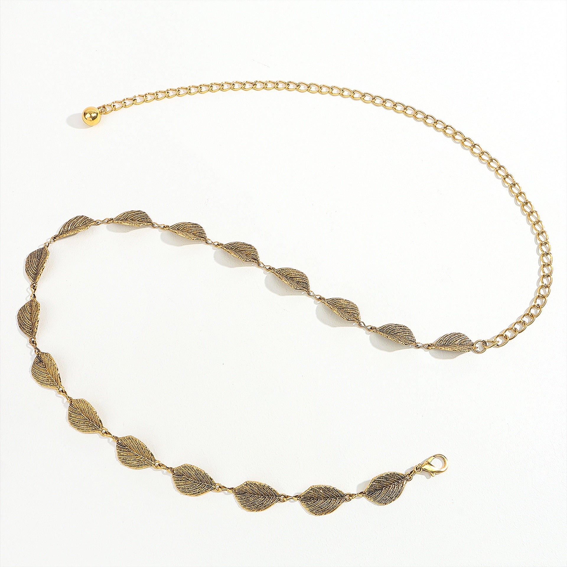 Leaf Style Waist Chain Retro Paired With Denim Skirt And Pants