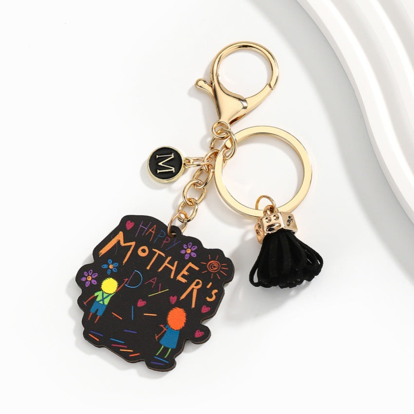 Mothers Day Letter Tassel Keychain Pendant