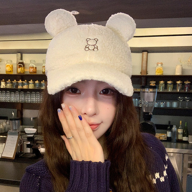 Female Versatile Teddy Bear Plush Baseball Cap