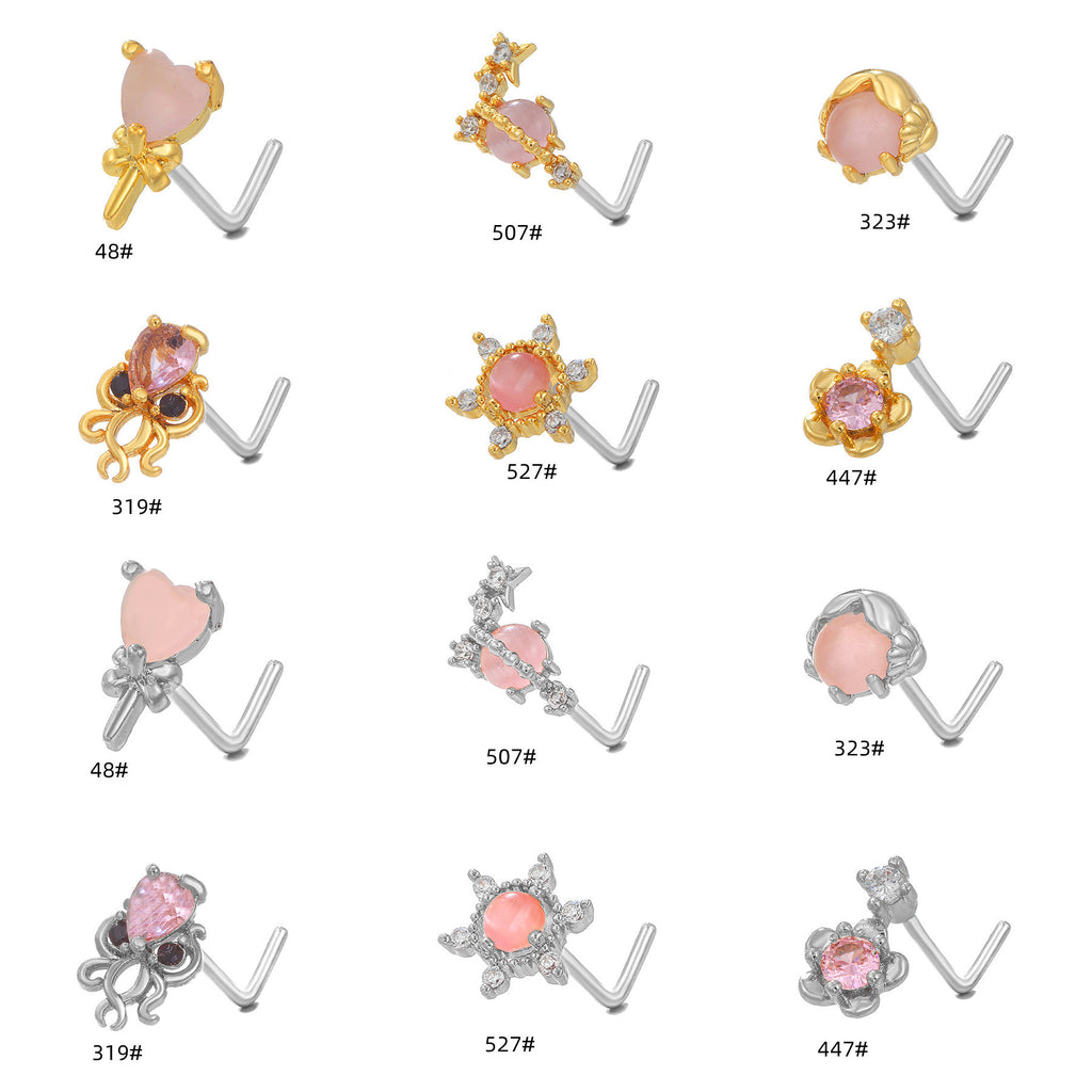 European And American Fashion Minimalist Animal L-bar Stainless Steel Nose Stud