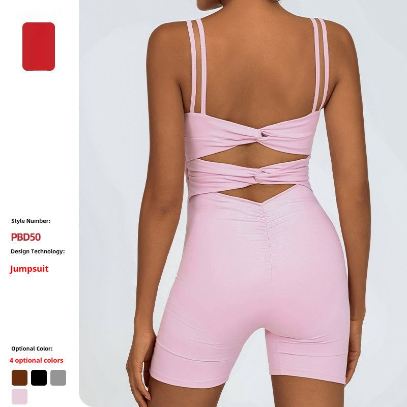 Nude Feel Quick-drying Beauty Back Cross One-piece Shorts