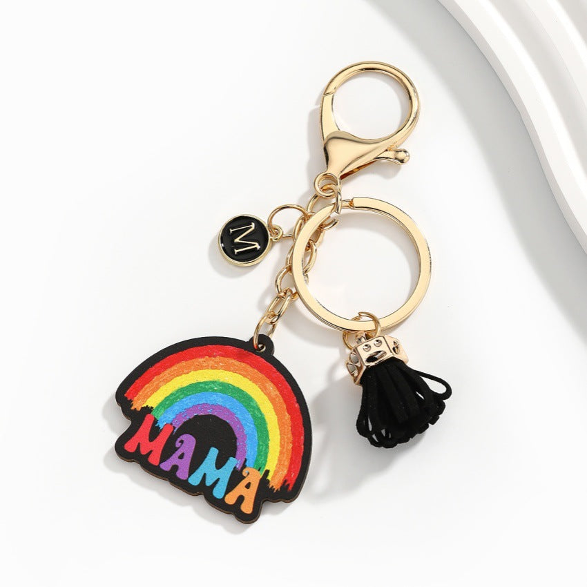 Mothers Day Letter Tassel Keychain Pendant