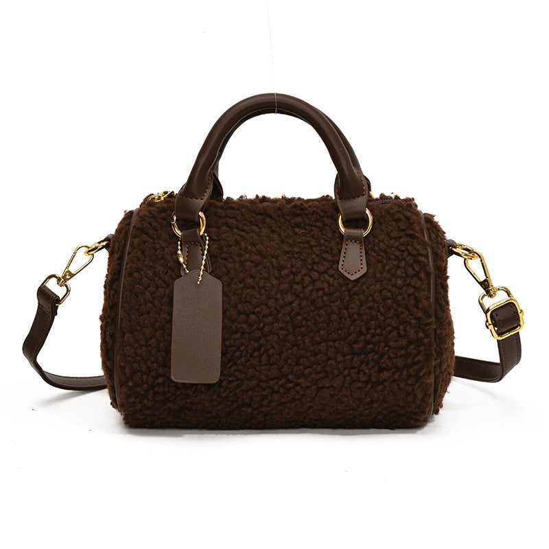 Lamb-Mohair Casual Versatile And Sophisticated Shoulder Or Crossbody Bag