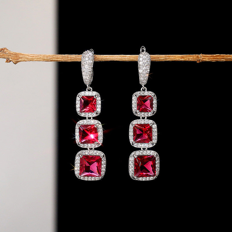 Shiny Square Zircon Earrings For Women