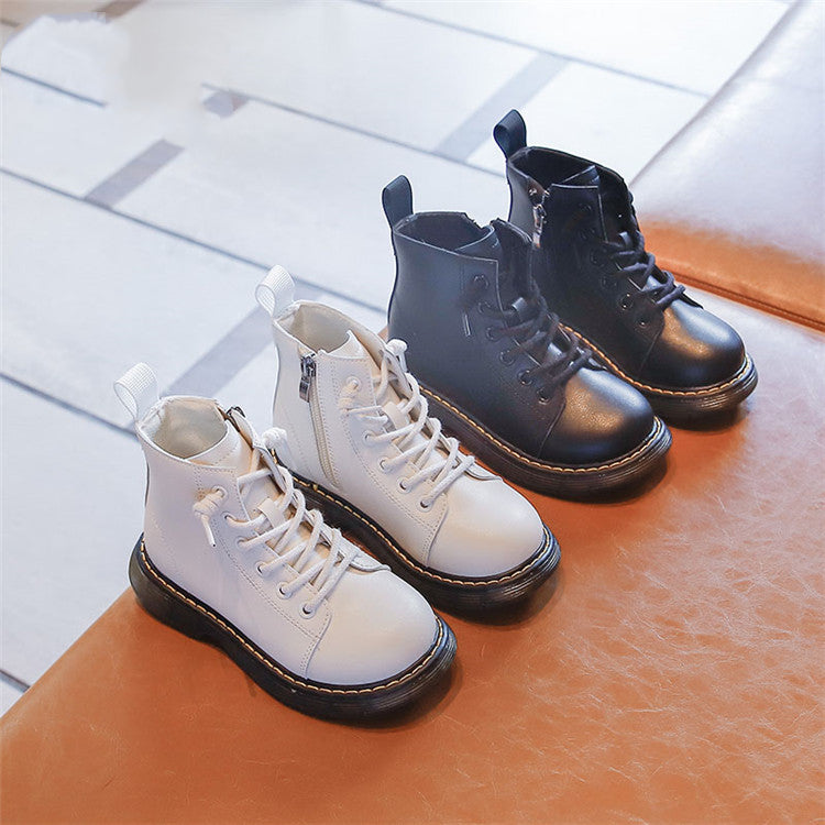 Children's Short Boots Student Black Single Tide