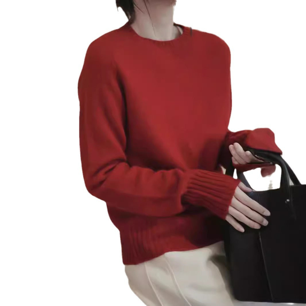 Women's Pure Wool Soft Glutinous Sweater Loose Pullover