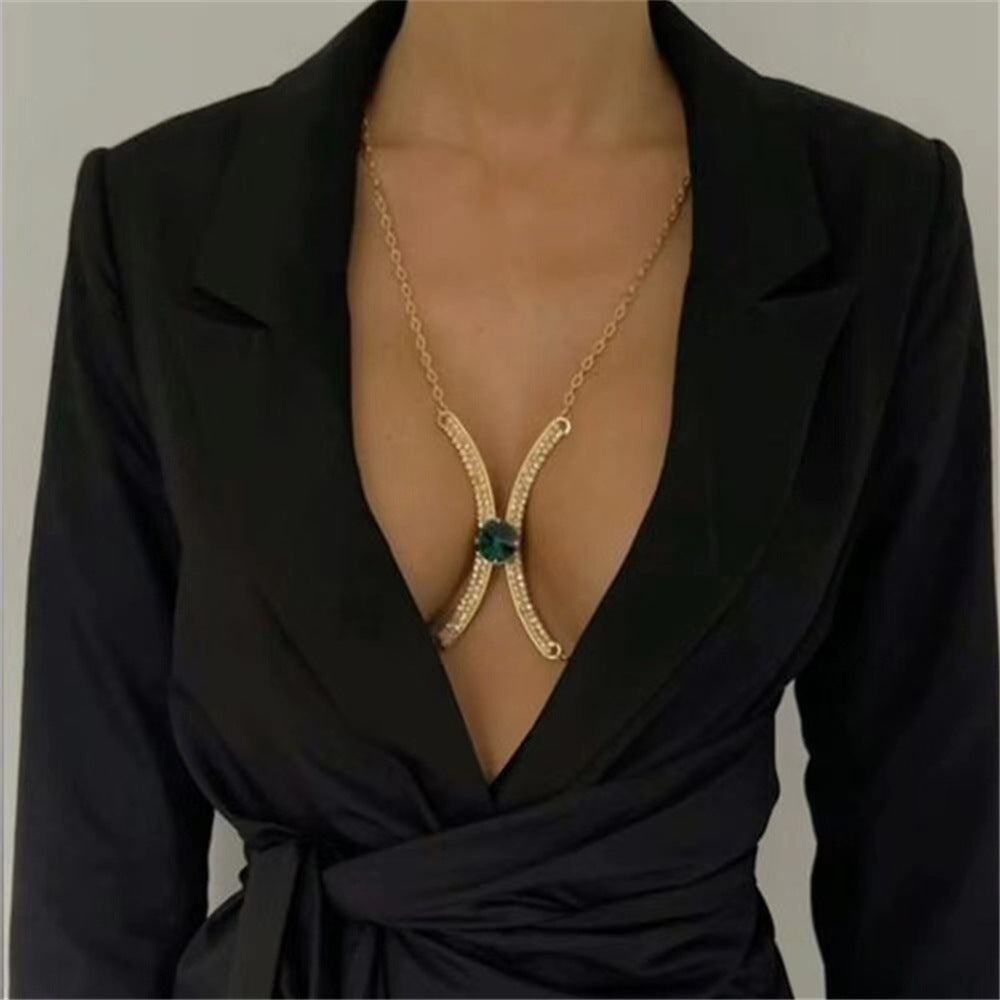 Diamond Tassel Chest Necklace Accessories Body Chains