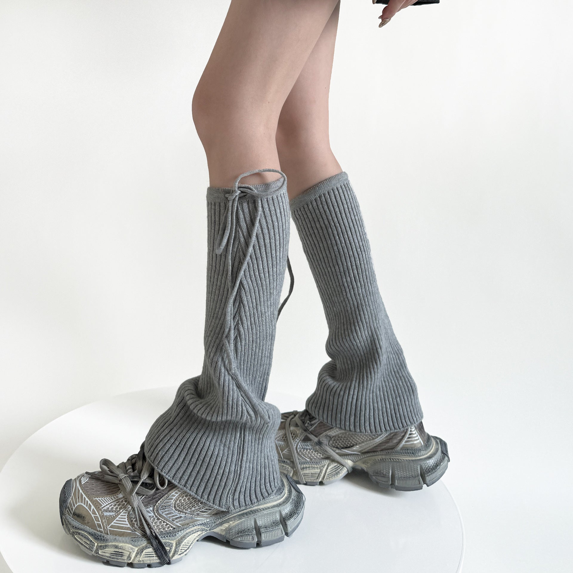 Pure Color Micro-la Pile Style Leg Warmer Milk White Calf Socks Spring And Autumn