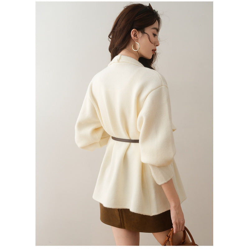 High-grade Large Lapel Sweater Coat For Women