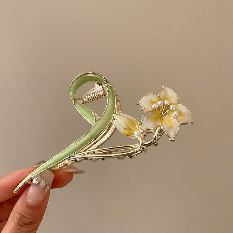 Diamond-encrusted Pearl Wheat-spike Lily-of-the-valley Tassel Hair Clip