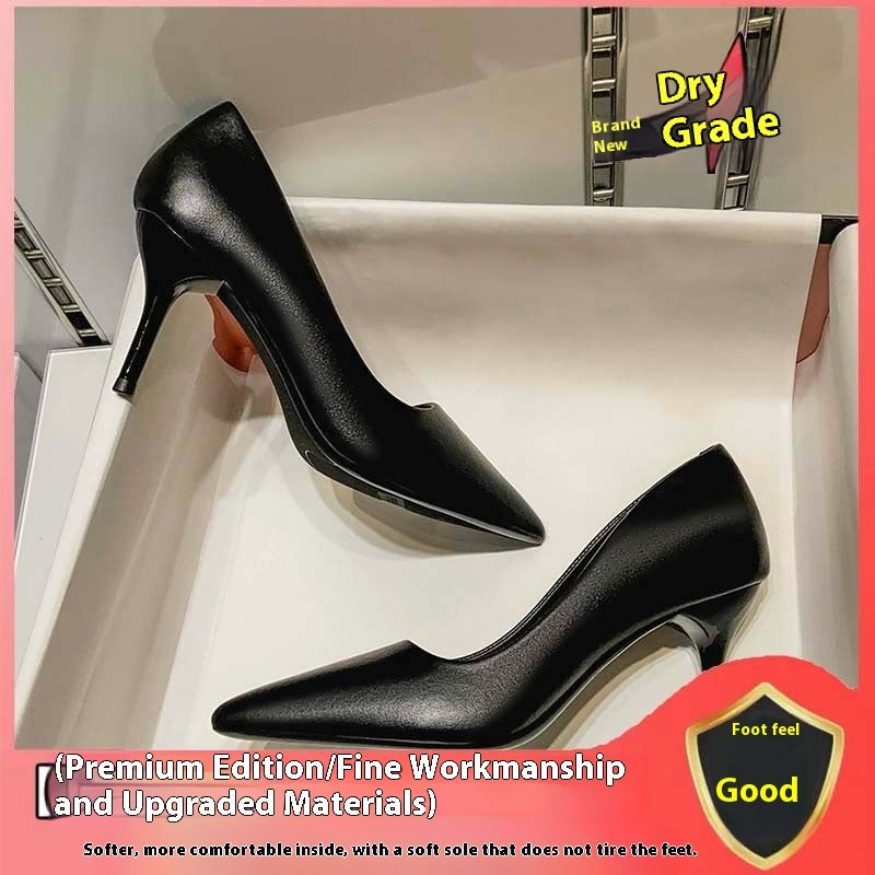 Women's Black Soft Leather High Heels Stiletto Sexy Pointed Toe