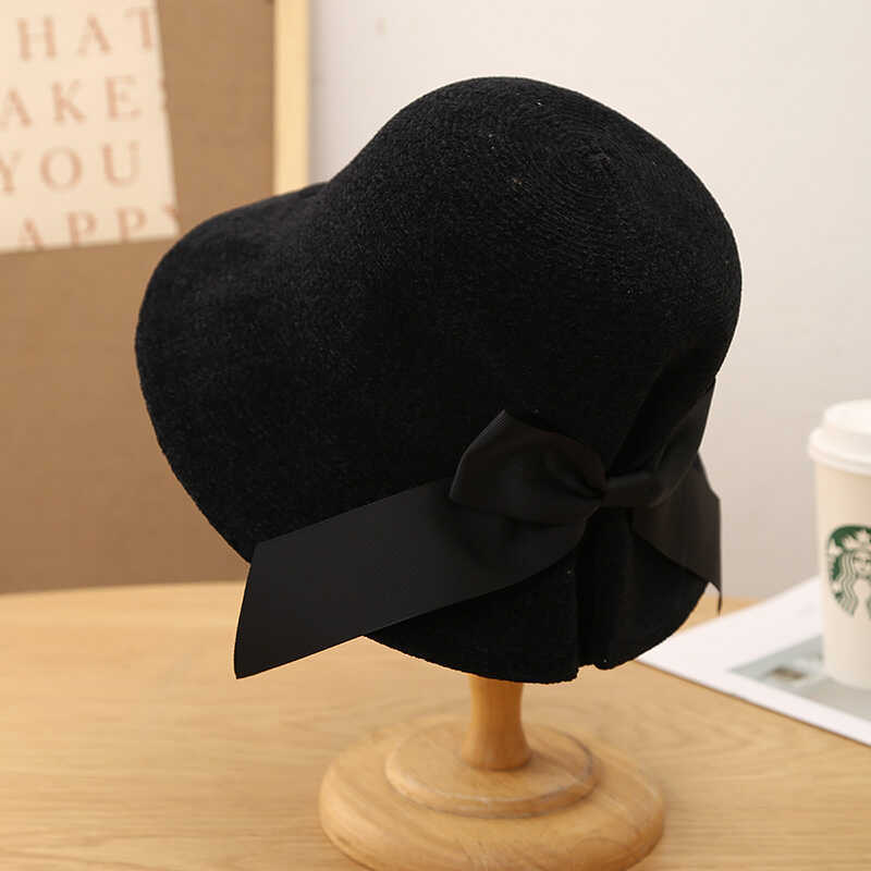 Womens Japanese-style Versatile Bow-knot Fisherman Hat For Fall And Winter