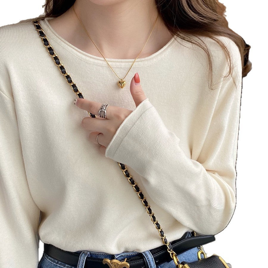 Round Neck Knitted Sweater For Women