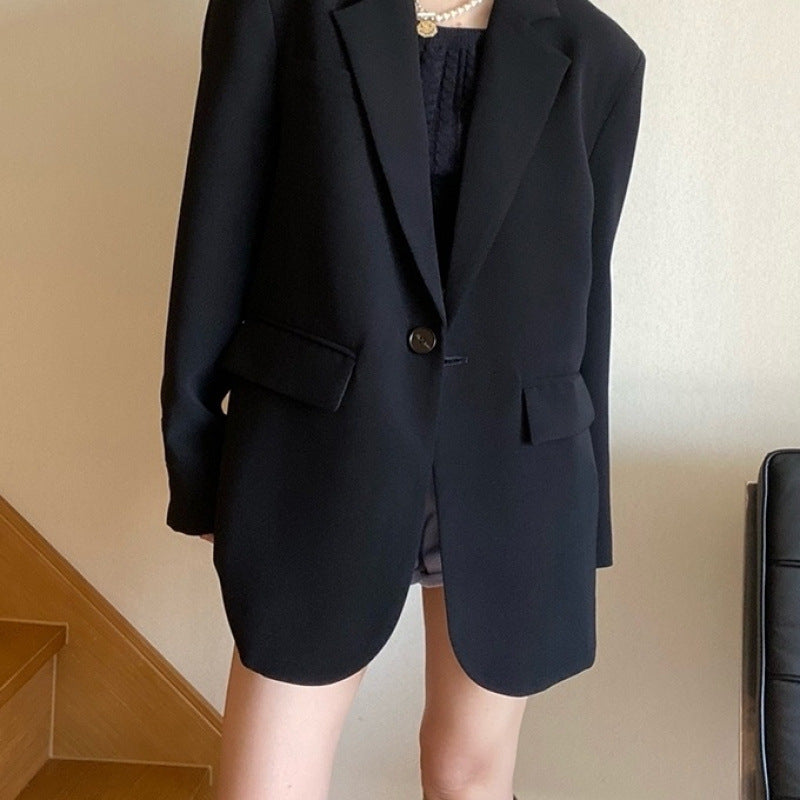 Loose Leisure Slimming Black Blazer For Women