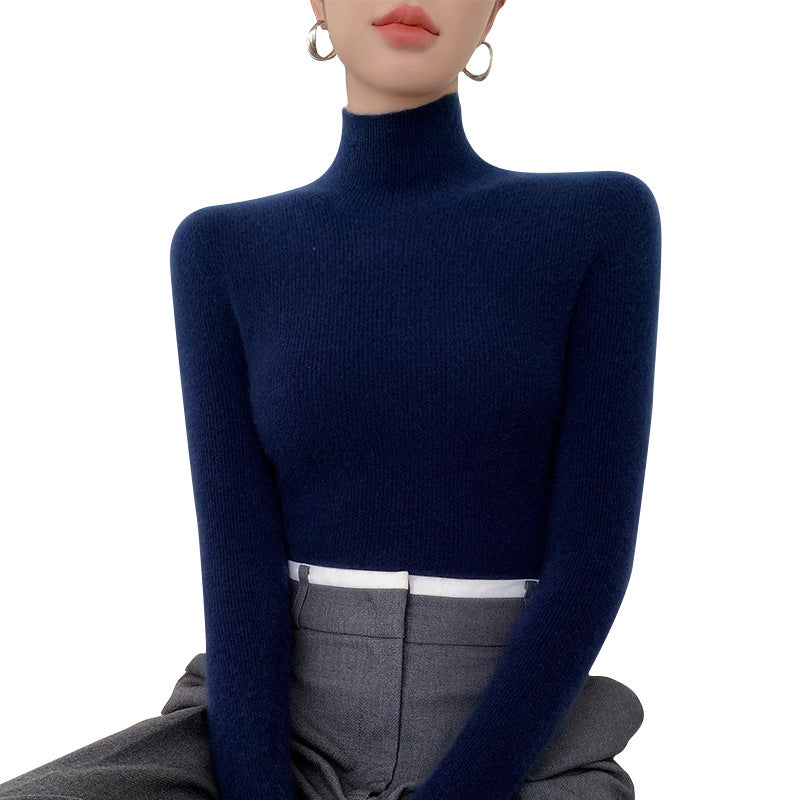 Women's Autumn And Winter Seamless Stand Collar Solid Color Turtleneck Sweater