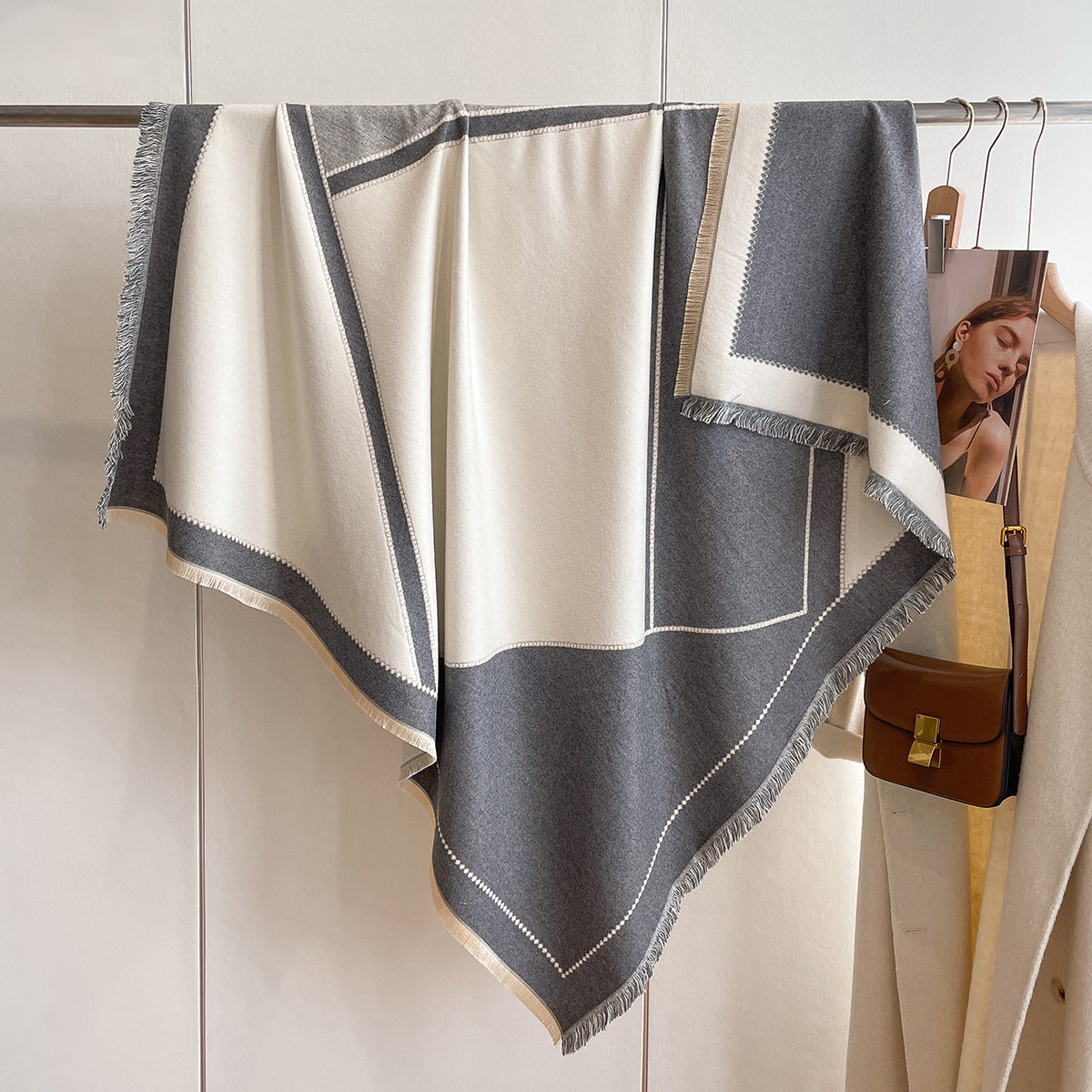 European And American Cashmere Square Towel Thickened Air-conditioned Room Warm Shawl Cloak