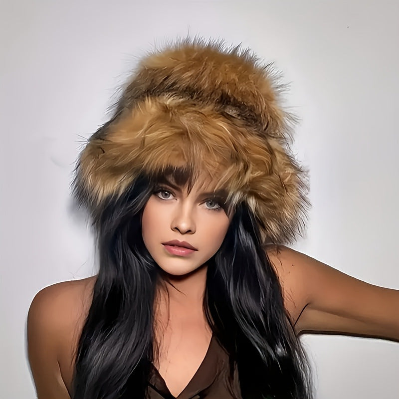 Warm Plush Fisherman Hat, Faux Fur Thickened Raccoon Fur Outdoor