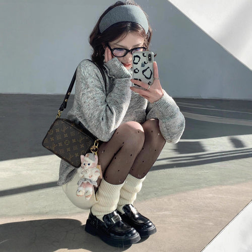 Advanced Design Gray Classic Style Knitwear Top Women's Sweater