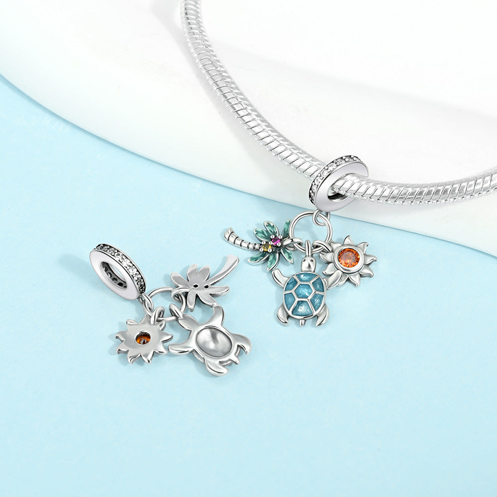 Fashion White Copper Silver Plated DIY Bracelet Jewelry Accessories Beads Pendant