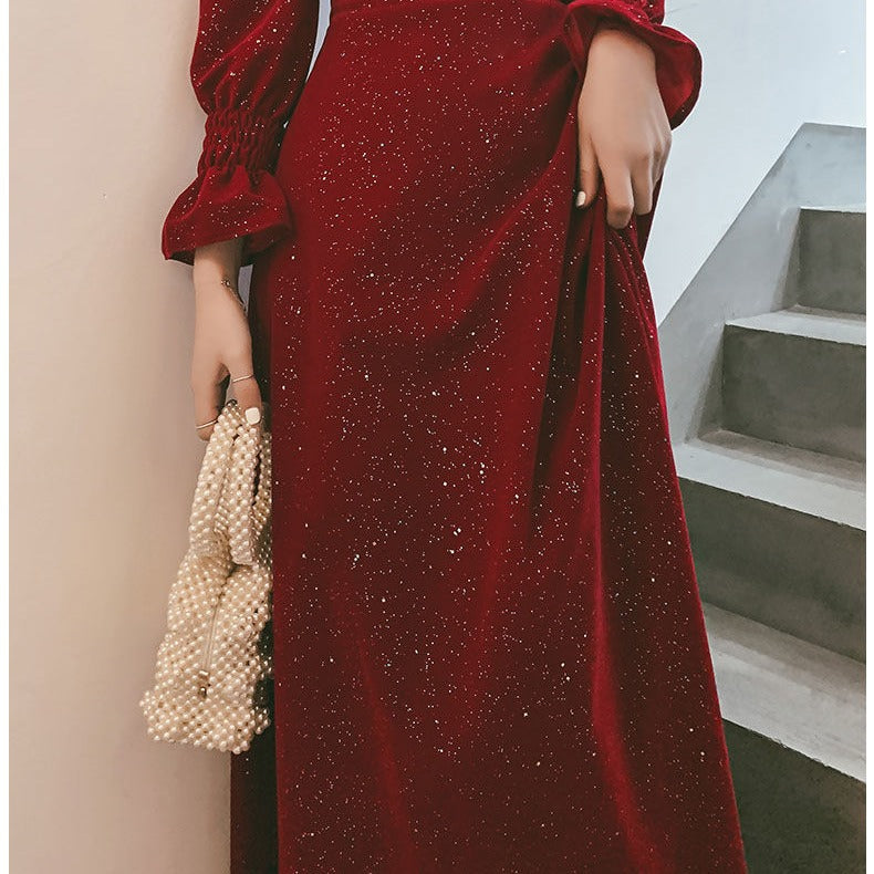 Bridal Toast Attire Red Autumn Party Look
