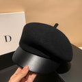 Womens Oversized Wool Patchwork Beret In Korean Style For FallWinter